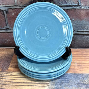Set of 5 Fiestaware Bread Side Plates‎ Turquoise Blue Homer Laughlin Vtg Stamp